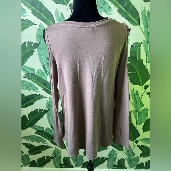 Tresics Womens Brown Long Sleeve Cold Shoulder Top Medium - Picture 6 of 6